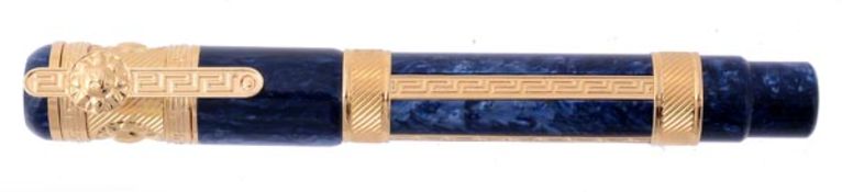 Ancora, Mediterranean, a limited edition fountain pen, 57/88, the blue acrylic barrel with Greek