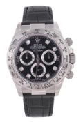 * Rolex, Oyster Perpetual Cosmograph Daytona, a gentleman`s 18 carat white gold cosmograph