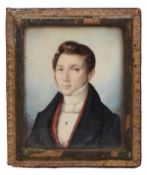Continental School, circa 1835. Portrait of a young gentleman, quarter length. Indistinctly signed