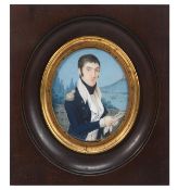 French or Italian School, circa 1804. Portrait of a young naval officer holding a love letter