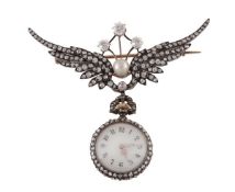 A diamond set fob watch, circa 1900, the four piece hinged case pave set with old cut diamonds,