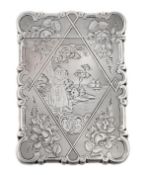 A Victorian silver shaped rectangular card case by Edward Smith, Birmingham 1851, engraved with a