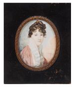 Continental School, third quarter 19th century. Portrait of a young lady, bust length. 6.5cm x 5cm,