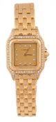 Cartier, Panthere, a lady`s 18 carat gold wristwatch, the two piece screw down case with eight cut