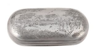 [Fox hunting interest] A William IV silver oblong snuff box by Sampson Mordan & Co., London 1834,