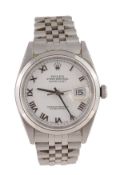 * Rolex, Oyster Perpetual Datejust, a gentleman`s stainless steel wristwatch, circa 2000, ref.