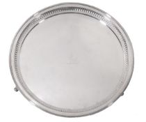A late Victorian silver circular salver by William Hutton & Sons, London 1892, with a reeded