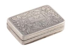 A George IV silver rectangular vinaigrette by Edward Smith, Birmingham 1827, the cover engraved