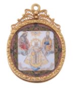 A Continental gold framed devotional medal or pendant, probably Spanish, circa 1879, the mother of