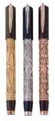 Visconti, `The Three Magi` Limited Edition fountain pens, each in a different colour ebonite with