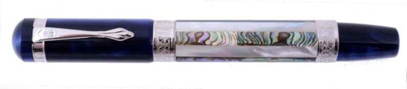 Ancora, Amalfi, a limited edition fountain pen, the mother of pearl barrel with silver coloured
