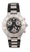 Cartier, 21 Chronoscaph, a gentleman`s stainless steel wristwatch, circa 2005, ref. 2424, no.