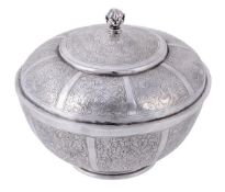 A Straits Chinese silver bowl and cover, indistinct stamped marks to base and cover, 19th century,