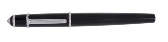 Cartier, Diabolo de Cartier, a black lacquer fountain pen, the black lacquer cap and barrel with