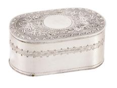 A George III silver oblong nutmeg grater by Samuel Wheatley, London 1811, the upper cover with a