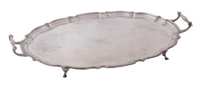 A silver shaped oval twin handled tray by Barker Brothers (Herbert Edward Barker & Frank Ernest