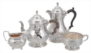 A matched silver baluster four piece tea service, by Lambert & Co. (Herbert Charles Lambert),
