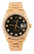 Rolex, Oyster Perpetual Datejust, a gentleman`s 18 carat gold wristwatch, circa 1987, ref. 16018,