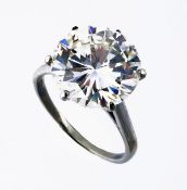 A diamond single stone ring by Scortecci, the brilliant cut diamond weighing 6.00 carats, in a six