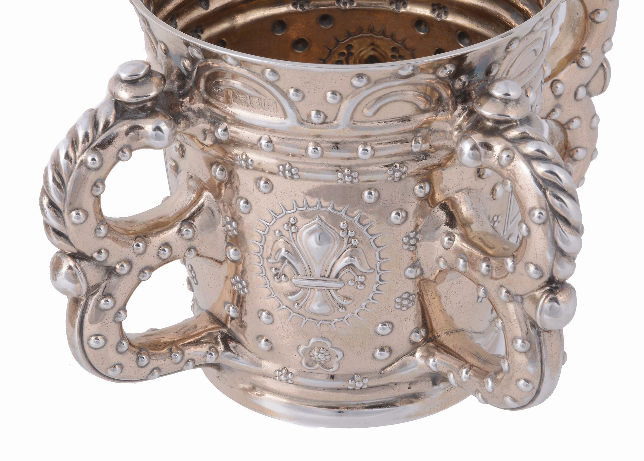 Two Edwardian silver gilt four-handled communal cups by R. & S. Garrard & Co. (Sebastian Henry - Image 2 of 2