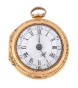 Jn. Pyke, London, an 18 carat gold pair cased open face pocket watch, hallmarked London 1755, the