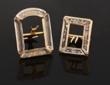 Two early 18th century dated gold and rock crystal buckles, each with a two-spike tongue and anchor
