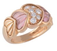 * A diamond and pink tourmaline ring by Boucheron, the central heart shaped panel set throughout
