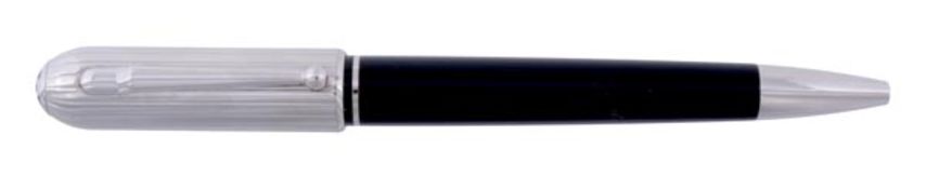 Dunhill, a Sidecar black lacquer ballpoint pen, with ribbed polished cap, boxed, with guarantee
