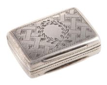 An early Victorian silver small rectangular vinaigrette by Edward Smith, Birmingham 1845, the cover