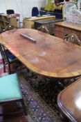 A walnut crossbanded twin pedestal dining table 222cm length