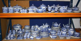 A large quantity of Spode Italian patterned blue and white table ware.