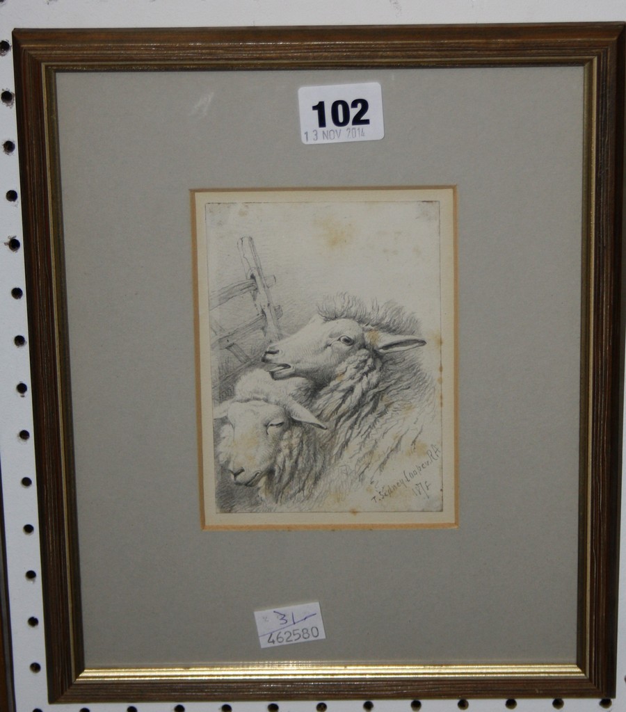 Thomas Sidney Cooper, RA (1803-1902) Study of sheep Pencil Signed and dated1878 lower right 12.5cm