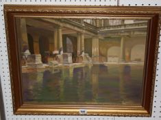 Clifford Hanney, ARWA (1890-1990) The Roman Baths at Bath Oil on board Signed and dated 1973 lower
