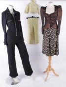 A collection of late 1960s and early 1970s costume by Biba, comprising: a lime green striped zip-up