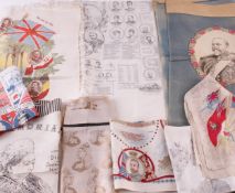 A collection of Royal commemorative textiles, including: a large souvenir handkerchief for Queen
