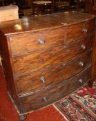 A 19th Century bowfront mahogany chest of two short and two long drawers 125cm wide