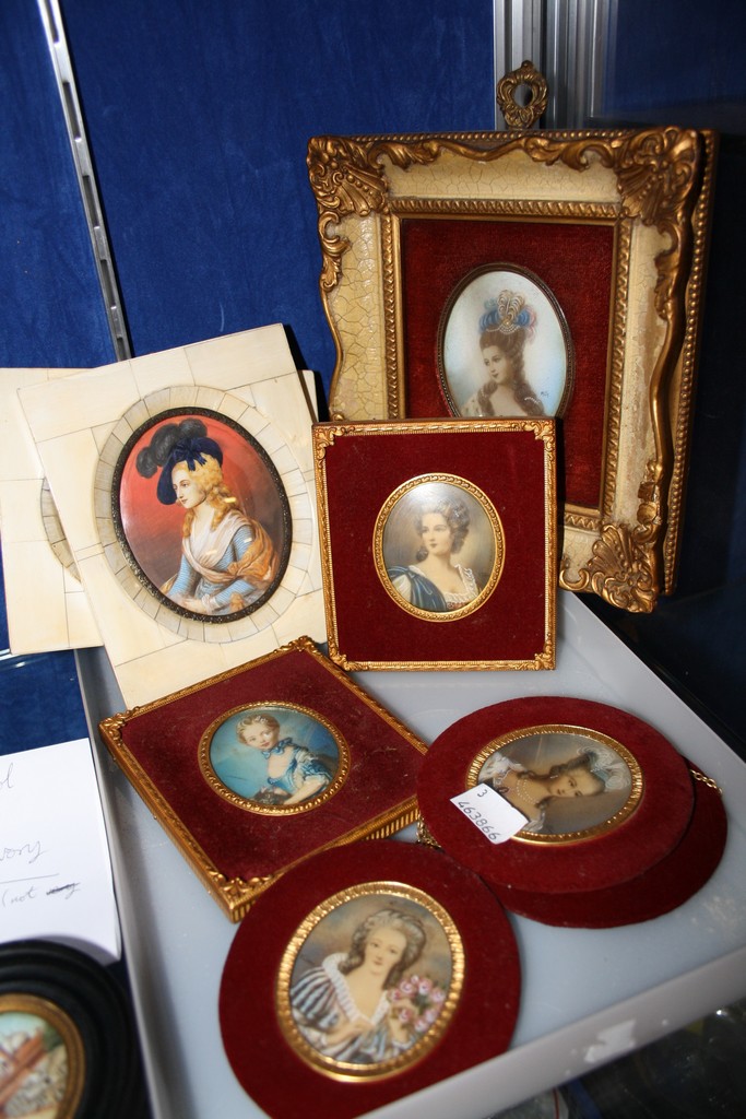 Three Indian miniatures and eight miniature portraits. There is no condition report available on