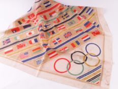 A souvenir silk scarf from the 1936 Olympic Games held in Berlin, Germany (some discoloration and