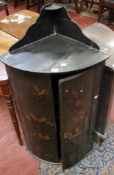 A Chinoserie decorated corner cabinet 110cm high There is no condition report available on this