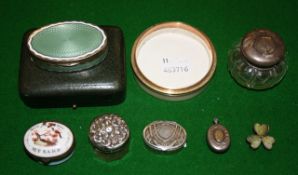A collection of small silver, including: an Austrian silver and enamel oval small box, in a leather