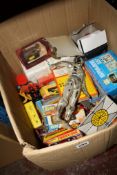 a quantity of Corgi and Dinky cars, some boxed, a Star Wars character and other related ephemera.