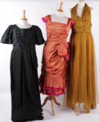 A collection of vintage costume, to include: an emerald green maxi dress by Jean Varon; a gold