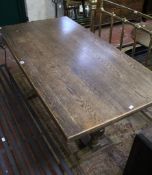 An oak refectory table 154cm wide, 77cm deep.