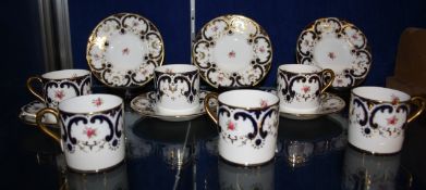 A set of six Coalport coffee cups and saucers retailed by Alfred B Pearce & Co. There is no