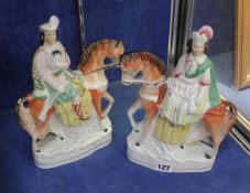 Pair of Staffordshire pottery Equestrian figures Staffordshire Equestrian 27cm high. There is no