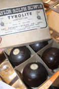 A set of four Taylor Rolfe bowls, boxed, RAC Associate badge, Trench Art lighter/ashtray, selection