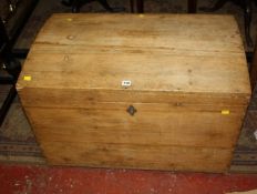 A pine domed top blanket box with two carrying handles, 91cm There is no condition report available