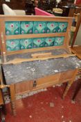 A Victorian tile back marble top washstand Best Bid
