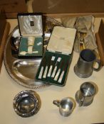 A collection of items, to include: an Edwardian silver slightly tapering christening mug by James