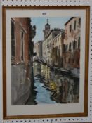 James E. Hughes View from the Fondameta Narusi and Tower of San Stefano, Venice Watercolour Signed
